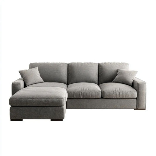 Sofa, 3-osobowa poliester szary sofa z lewej strony 270 x 160 x 85 cm