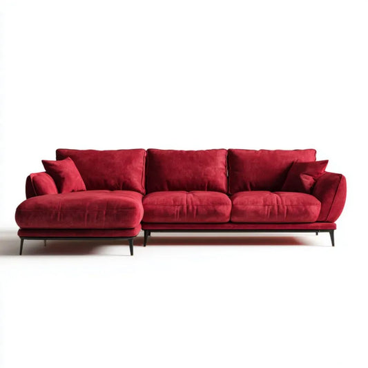 Sofa, 3-osobowa w lewo narożnik sofa w burgundii i czarny poliester ephelvelt, 290 x 165 x 85 cm