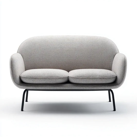 Sofa, 2-osobowa sofa w kolorze jasnoszarym poliester z czarnym stalowym nóżkami, 160 x 78 x 80 cm
