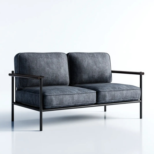 sofa 2-osobowa ciemnoszara z poliestrowym mikrofibrem i stalową ramą 120 x 75 x 78 cm prostokątna