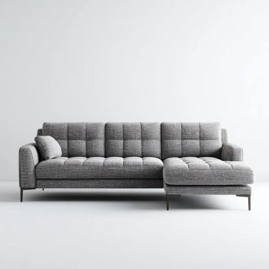 Sofa, Poliester sofa z szezlongiem na prawo, chińska szara i czarna, 270 x 160 x 85 cm