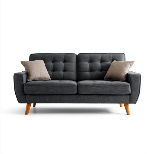 Sofa, 2-osobowa sofa solarna szara poliester 160 x 85 x 85 cm